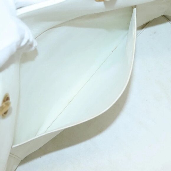 CHANEL COCO Mark Chain Hand Bag Grained Calf Skin White Gold CC Auth gh687 - Picture 13 of 16